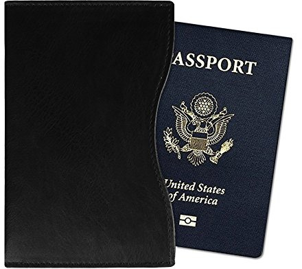Fintie Reisepasshülle/Impfpass Hülle - Ultra Schlank Premium Kunstleder Reisepass Schutzhülle Passhülle Halter Schutzhülle Impfausweis Brieftasche mit RFID Blockier, Schwarz