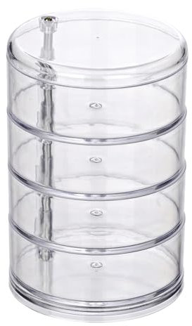 WENKO Kosmetik Organizer Tower, Aufbewahrung für Make-up und Haarschmuck, 4 Fächer, Acryl, Transparent