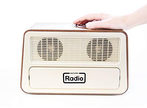 Ravencout Living One Button Radio | One Button Radio, AM/FM, For Elderly, Dementia, Alzheimer's, Autism, Visual Impairment, Rechargeable, Retro style