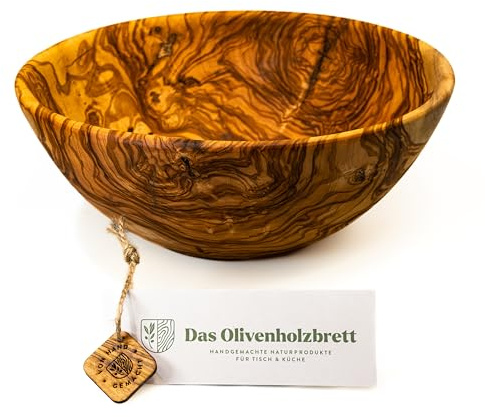 das Olivenholzbrett® Obstschale rund – Holzschale/Salatschale/Brotschale - Jede Schale Kann in Farbe, Maserung Vom Foto Abweichen - 24cm Ø