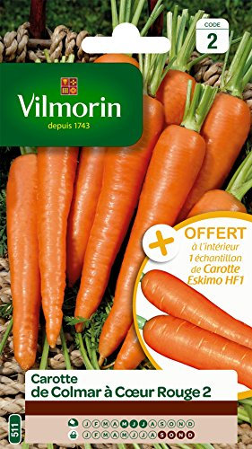 Vilmorin 3175742 Pack de Graines Carotte de Colmar à Cœur Rouge 2 + Echantillon Carotte Eskimo