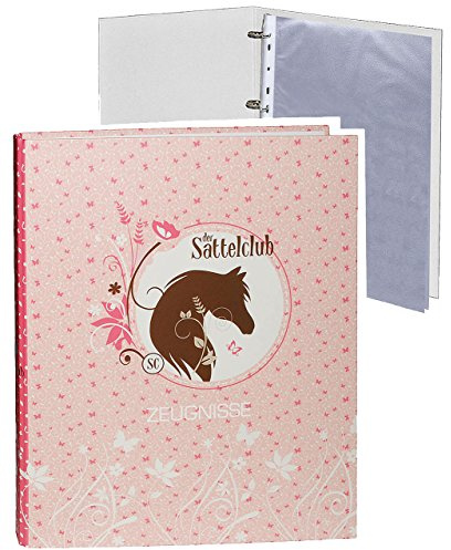 alles-meine.de GmbH Zeugnismappe/Ordner - Zeugnisse - Pferd & Sattelclub - incl. Einsteckseiten - Ringbuch/Sammelordner - Dokumentenmappe A 4 - Ringordner - für Kinder un..