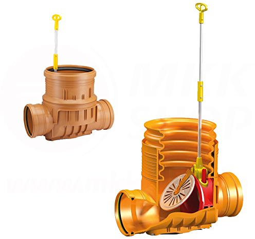 Kontrollschacht Revisionsschacht DN 315 Abwasserschacht 2x Ø 110 mm Dränage HT KG Rohr Rückstauklappe Rückstauverschluß Wartungsschacht Schachtboden Kanal Grundkörper Entwässerung Schacht