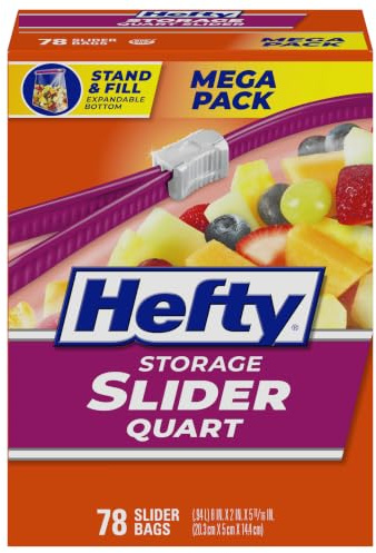 Hefty Slider Storage Bags, Quart Size, 78 Count