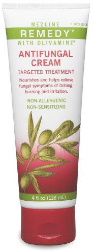 Medline Remedy Olivamine Antifungal Cream, for Fungal Infection Like Athlete's Foots and Ringworm, Relieves Itching, Burning and Irritation, White, 4 oz. (12 Count)