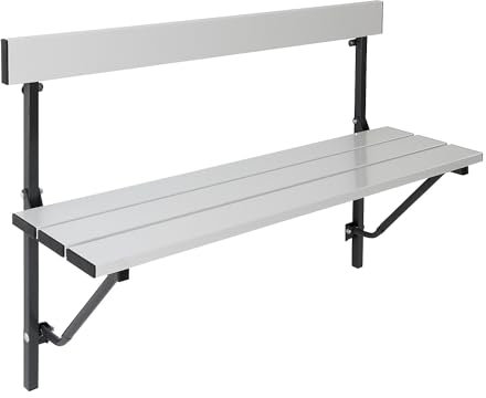 Wandbank - klappbar, feste Länge 1200 mm - mit Aluminiumauflage - Bank Bank aus Holz Metall Kunststoff Garderobenbank Garderobenbänke Holzbank Mehrzweckbank Mehrzweckbänke Sitzbank Umkleidebank
