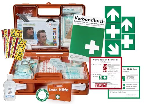 Erste-Hilfe-Koffer KITA M1 -Paket 1- nach aktueller DIN/EN 13157 für Betriebe + DIN/EN 13164 für KFZ incl. 1.Hilfe Aufkleber & Hygiene-Gel