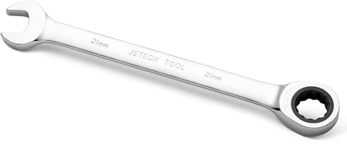 Jetech 21 mm Llave de engranaje de trinquete combinada, llave de engranaje de acero Cr-V de grado industrial métrica en acabado de cromo pulido