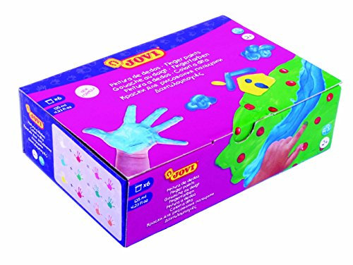 Jovi Fingerfarbe für Kinder ab 2 Jahren, gute Deckkraft, cremige Konsistenz, unbedenkliche Inhaltsstoffe, 6 Farben je 125 ml