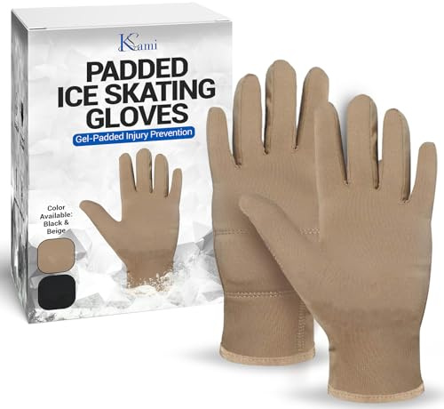 Kami-So Figure Skating Gloves | Ice Skating Accessories for Women | Gel Wrist Protection | Thermal Padded Wear | Skate Accessories for Practice, Ice Skate Outfit, Nude Gloves | Beige | Large