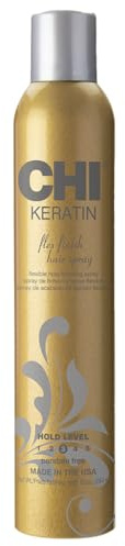 CHI Keratin Flex Finish Hair Spray, Lightweight, Long‑Lasting Hold & Smooth Styling, Controls Frizz, Flyaways & Seals Out Humidity, Professional Hair Finish Spray, Unscented, 10 Oz