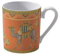 Villeroy & Boch - 10-4732-9651 - Samarkand Mandarin Mug à Café, Tasse à Café en Porcelaine à La Cendre D’os Premium avec Décor Oriental Exotique, Orange, 300 ML