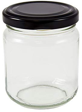 36 x 8 oz (228 mls.) Jam Jars with a choice of seven coloured lids (black)