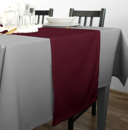Rollmayer Hochwertiger Tischläufer Tischwäsche Uni einfarbig Pflegeleicht Kollektion Vivid, Farbe & Größe wählbar 21 Farben zur Auswahl, Produkt für den täglichen Gebrauch (Weinrot 13, 30x100cm)
