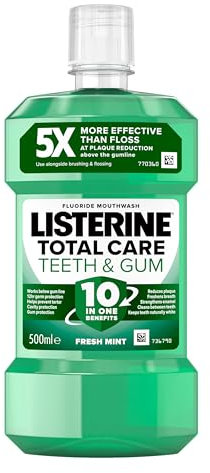 Listerine Total Care Teeth and Gum Mouthwash (1 x 500ml), 10-in-1 Benefits for Total Oral Care, to Maintain a Clean and Healthy Mouth