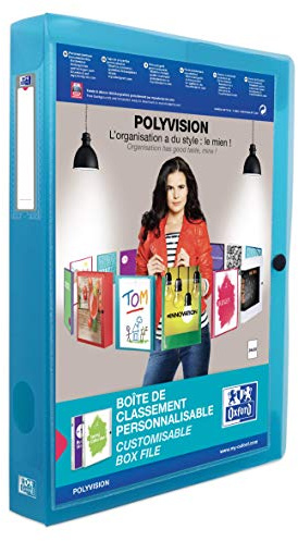 Oxford 100200140 Kunststoff-Sammelbox polyvision 8er Pack 4 cm breit DIN A4 blau mit Drucknopf-Verschluss für Büro Schule und die mobile Organisation