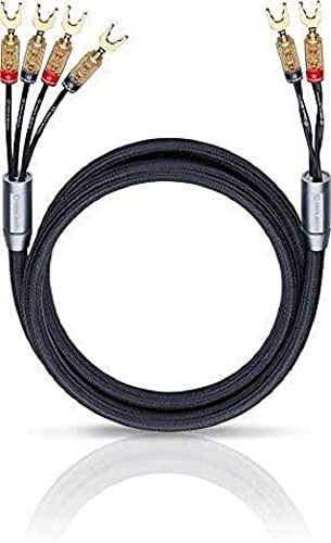 Oehlbach XXL Fusion Four - High-End Bi-Wiring Lautsprecherkabel Stereo Set mit Kabelschuh-Verbinder - Made in Germany - 2 x 2m - schwarz
