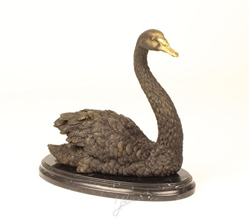 Bronzefigur Skulptur Motiv: Schwan auf Marmorsockel bronze Höhe 31 cm 6,2kg