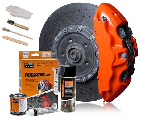 Foliatec Bremssattel Lack Set, Hitzebeständig, Komplettsatz für 4 Bremssättel, Flame orange, 7-teiliges Set