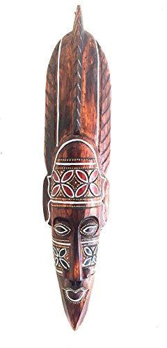 OMA African Mask Wall Hanging Decor Wooden Hand Crafted Tiki Mask God Of Power & Fortune Tribal Home Decor Gift (Power & Fortune)