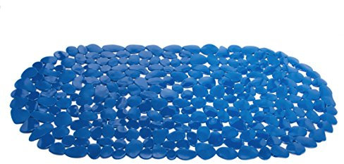 MSV Tapis Fond de Baignoire PVC Galets 35x68cm Bleu Marine