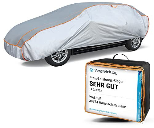WALSER Auto-Hagelschutzplane, PKW-Hagelschutzgarage wasserdicht, Auto-Abdeckplane Perma Protect, atmungsaktive PKW-Abdeckung, Autoplane, Größe: L