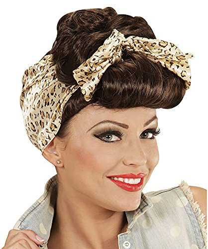 Widmann Rockabilly Perruque avec Bandeau pour Femme Marron