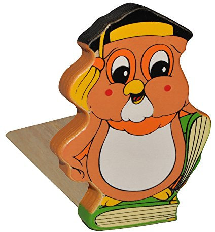 alles-meine.de GmbH Türstopper/Fensterstopper/Unterlegkeil - aus Holz - Eule mit Buch - Türkeil/Klemmschutz/Türpuffer/Holztürstopper - Kinderzimmer - Tür - für Kinder /..