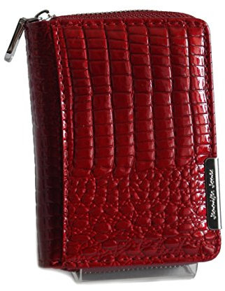 Mini Damen-Geldbörse von Jennifer Jones - kleine sehr feine Leder Börse Mini Croco-Optik Damengeldbörse Portemonnaie Geldbeutel Reisebörse (Rubinrot) - präsentiert von ZMOKA®