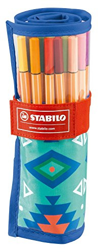 Fineliner - STABILO point 88-25er Rollerset Festival Spirit in blau/türkis - mit 25 verschiedenen Farben