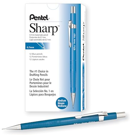 Pentel Sharp Mechanical Pencil, (0.7mm), Blue Barrel, Box of 12 (P207C)