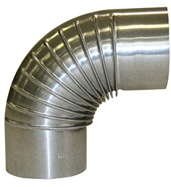 Kamino - Flam – Codo para chimenea de leña (150 mm/90°C), Codo para estufa de leña, Codo vitrificado, Codo tubo de escape – resistente a altas temperaturas – acero - plata