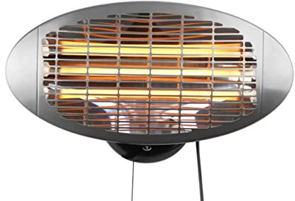 Heatlab 2kW Quartz Bulb Wall Mounted Electric Heater with 3 Power Settings in Silver