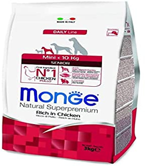 Monge Natural Superpremium Senior Rich in Chicken, Cibo per Cani di Tutte Le Razze (Cibo Secco per Cani di Peso Inferiore a 10 kg, con Pollo, Molto Ricco di Fibre e vitamine, 3 kg)