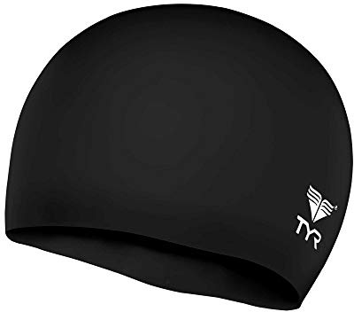 TYR Silicone Wrinkle-Free Youth Swim Cap for Kids, Young Athletes, and Smaller Sizes - Training, Recreational, Competition Swim Hat with a Durable Silicone Construction - Precision Fit - Black