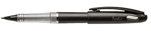 Pentel TRJ50-AO Tradio Federschreiber Stylo, Schreibfarbe: schwarz, Gehäusefarbe: schwarz, 1 Stück (1er Pack)