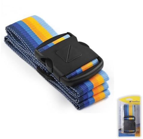 Travel Blue Gepäckgurt, 203,2 x 5,1 cm, bunter Koffergurt für Reiseutensilien, auffälliger Gepäckgurt, strapazierfähige Nylon-Schnalle mit Adressetikett, ideal zur einfachen Identifizierung