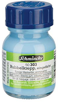 Schmincke Rubbelkrepp, blau eingefärbt, 20 ml geruchsneutrale Maskierflüssigkeit zum Abdecken, 50 303 032