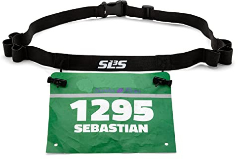 SLS3 Startnummernband Nummer Gürtel | Laufgürtel | Gürtelhalter Marathongürtel mit 6 Energy Gel Loops | Ironman Triathlon Halbmarathon & Marathon