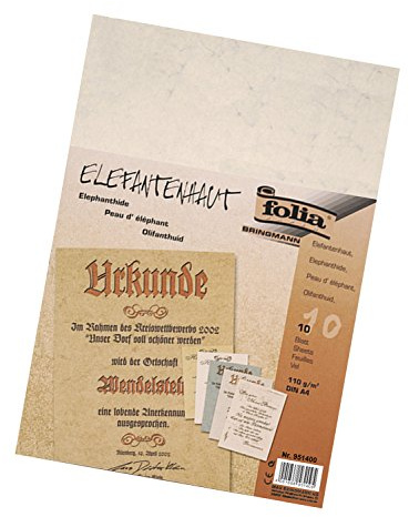 Folia 951400 - Elefantenhaut, 110 g/m², DIN A4, 10 Blatt, weiß