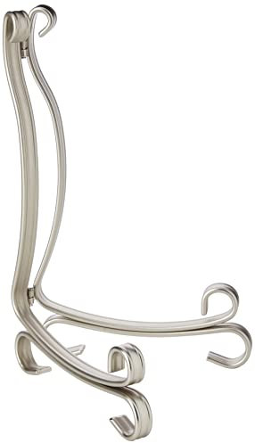 iDesign lutrin livre, grand porte livre de cuisine, assiette ou photos en métal, joli support livre aux dimensions réglables, argenté mat, Mattsilberfarben