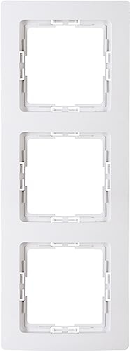 Kopp PARIS 3-fach Abdeckrahmen in Arktis-Weiß - 8,3 x 22,5 cm - Rahmen für Steckdosen & Schalter - Stilvoller Steckdosenrahmen aus Kunststoff - Hochwertiger Lichtschalter-Rahmen