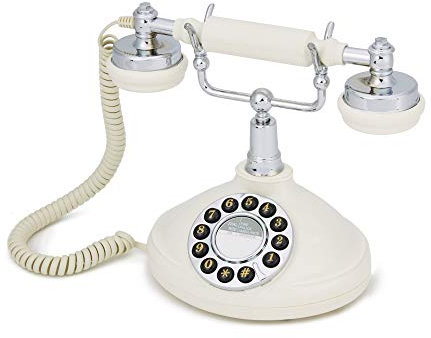 GPO Opal Retro Telefon - nostalgisches Vintage-Tastentelefon mit geschweifter Schnur - Creme & Chrom