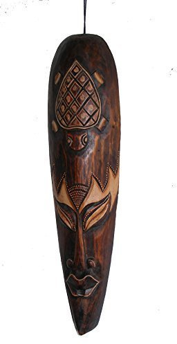 One World is Enough 51cm African Style Indigenous Borneo Tribal Long Hand Carved Wooden Tribal Mask - Fair Trade