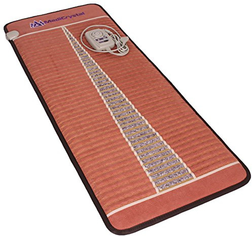 Far Infrared Amethyst Mat Midsize (59L x 24W) - Negative Ion - FIR Therapy - Natural Amethyst - FDA Registered Manufacturer - Adjustable Temperature Setting - Hot Crystal Heating Pad - Reddish Brown