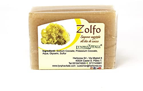 Sapone allo Zolfo - Sapone Viso per Pelli Grasse o Miste - Saponetta allo zolfo 100% Naturale e Vegetale - Made in Italy