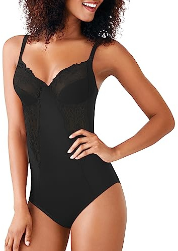 Maidenform womens Shaper With Built-in Bra Fl1456 shapewear bodysuits, Black, 38C US