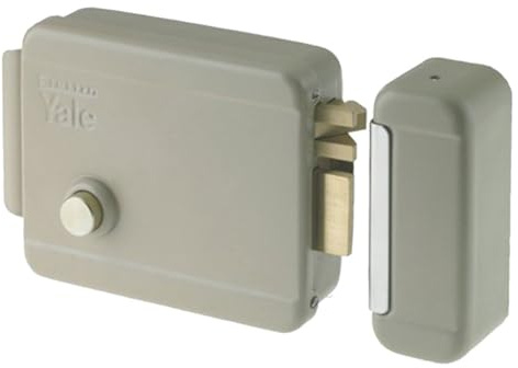 Serrure électrique pour appliquer pour porte bois Art. 674 avec Cane repli de l'extérieur par clé, de l'intérieur par bouton et à distance par impulsion électrique à basse tension (10 W-12 V). Finition acier verni. controbocchetta les