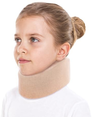 Halslänkstöd återhämtning halsband halsklava nackstöd – justerbar – mjuk, 100% bomullstyg – lindrar ryggrad, muskler, ledtryck liten beige