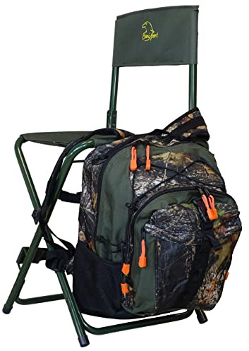 BENISPORT - Silla y Mochila con Respaldo “torcaz” - Silla para Caza y Outdoor - Mochila con Silla de Color Camuflaje de Hojas